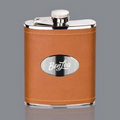 Shelburne Hip Flask - 6oz Brown/Stainless Plate